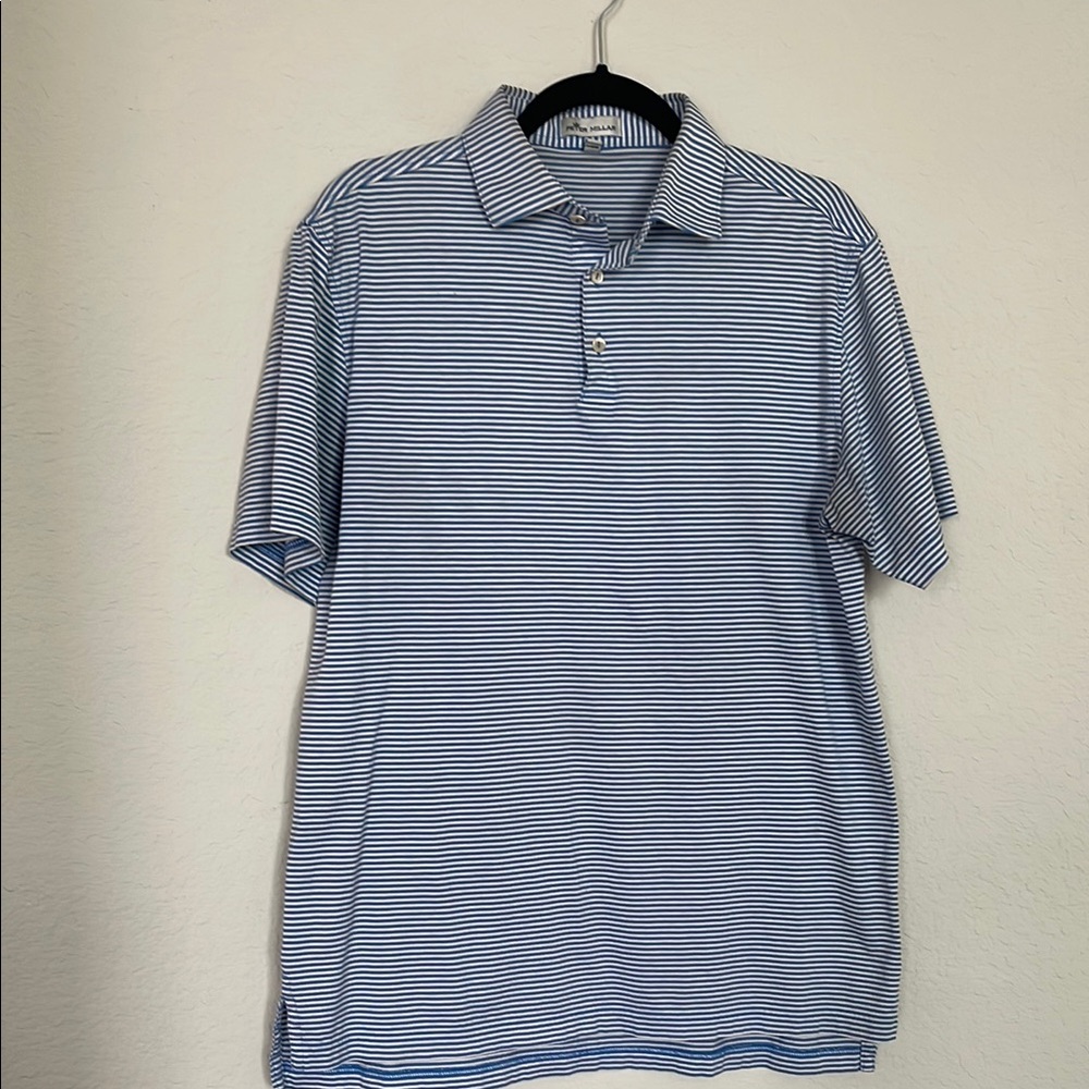 Peter Millar Men’s Size M Blue Striped Polo Shirt